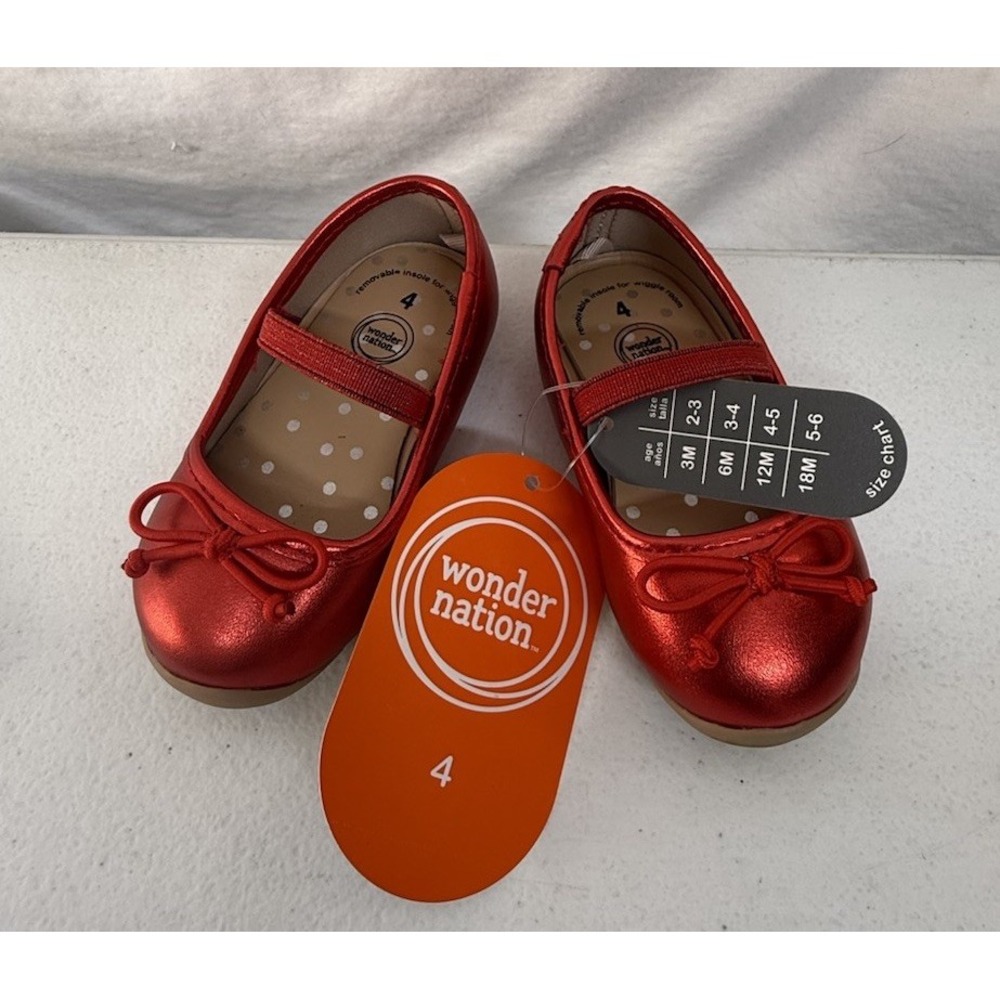 Wonder Nation Baby Girl Red Dress Shoes Size 4 NWT